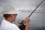 Kelly in action, fishing in Panama